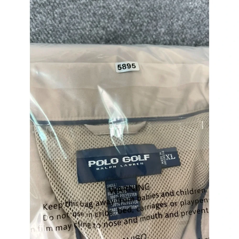 Polo Golf Mens  Beige Windbreaker Jacket Mens Half Zip Mesh Lined‎  Size XL